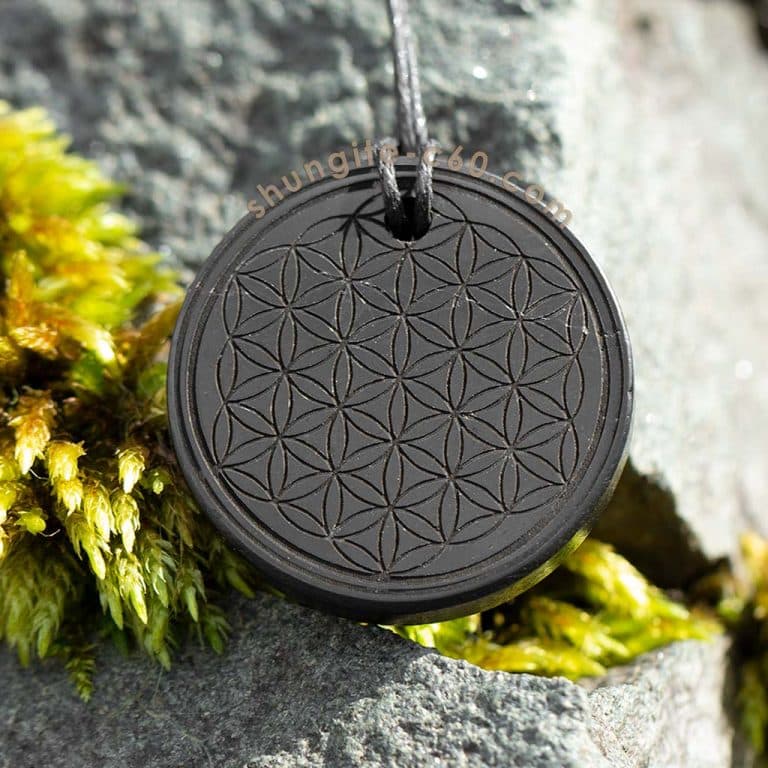 Flower Of Life Necklace Made Of Rare Stone Shungite Authentic