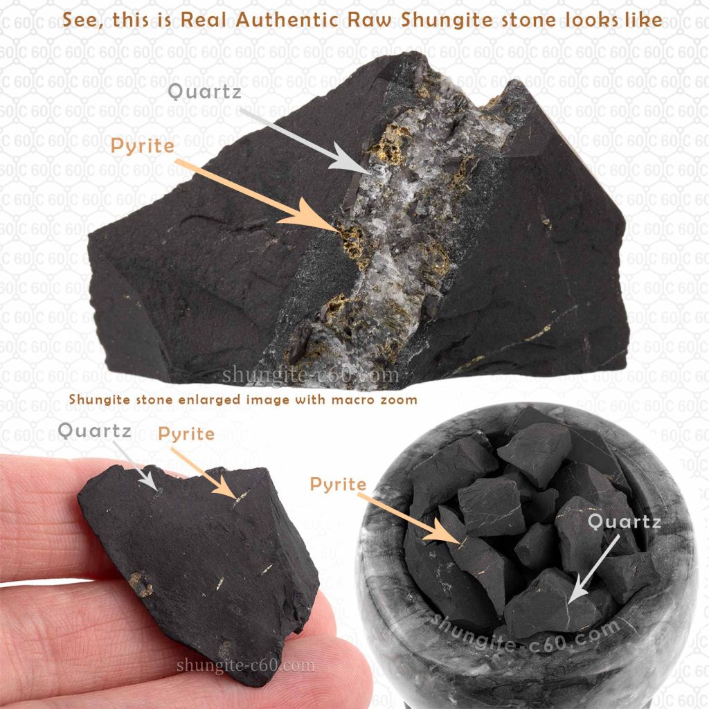 quartz and pyrite inside shungite