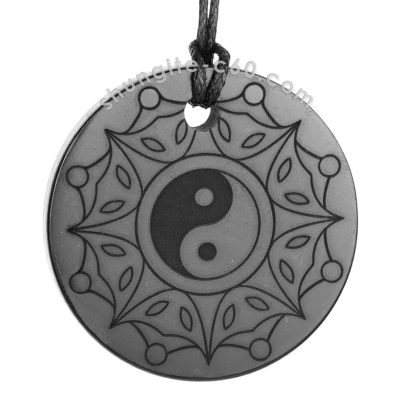 EMF protection shungite necklace Yin and Yang pendant