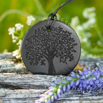 authentic shungite pendant tree of life engraved
