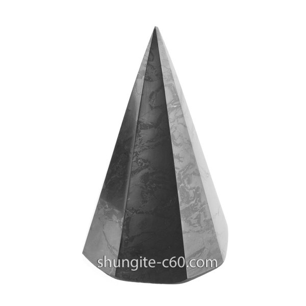 black shungite pyramid and quartz
