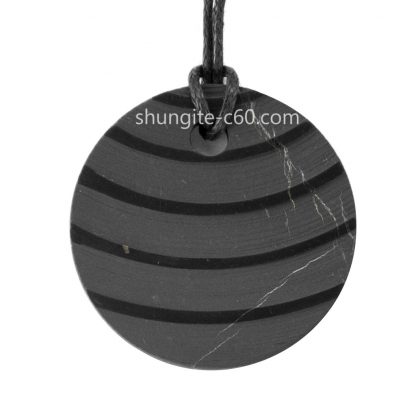 crystal shungite for emf protection pendant necklace circle carved