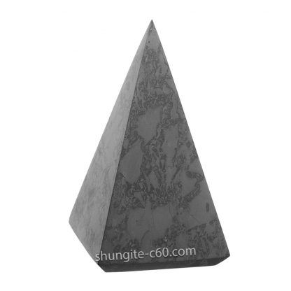 real shungite stone pyramid polished surface with quartz