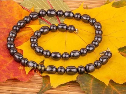 shungite statement necklace with natural stones