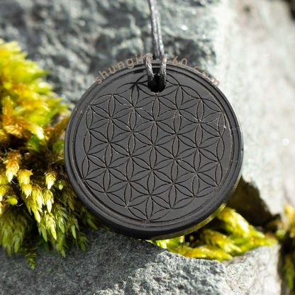shungite emf protection necklace of sacred geometry simbol