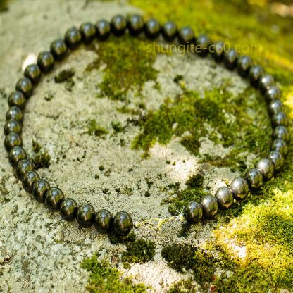 shungite stone necklace round 12mm beads