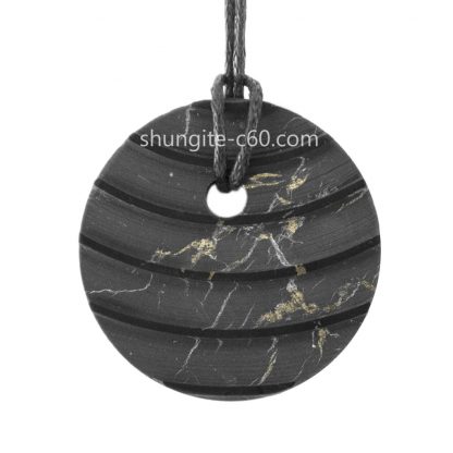 gemstone shungite emf protection pendant necklace circle carved