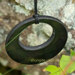 Shungite emf protection necklace circle of real stone