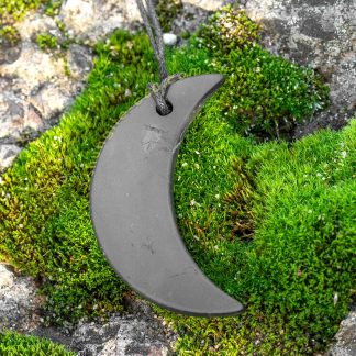 moon crescent pendant of stone shungite