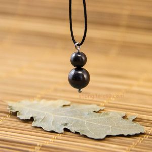 shungite pure sphere necklace of black stone