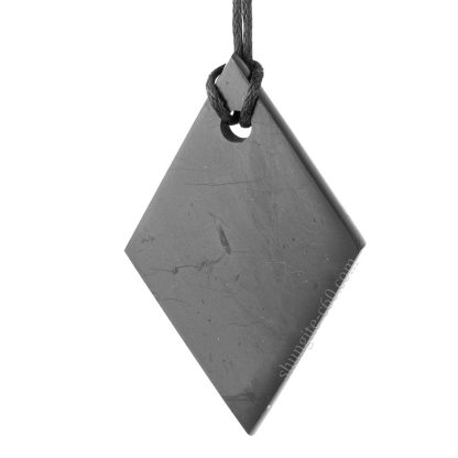 rare stone necklace of natural shungite rhombus