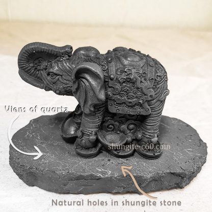 shungite stone figurine elephant and raw holes