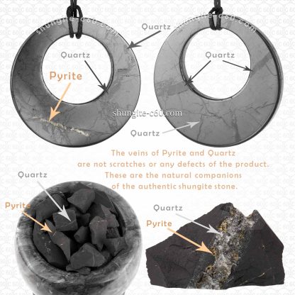 various donuts pendants made of black shungite stone