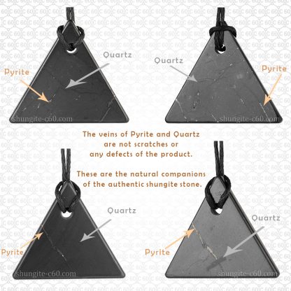 various pendants made of black shungite stone