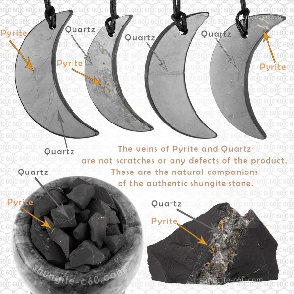 natural shungite rock and inclusions minerals-satellites in inside jewellery