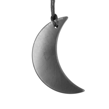 crescent moon shungite stone pendant