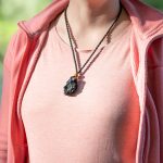russian shungite necklace on a model