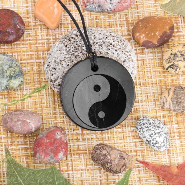 Yin Yan shungite pendant