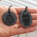engraved pendants Ganesha and Owl