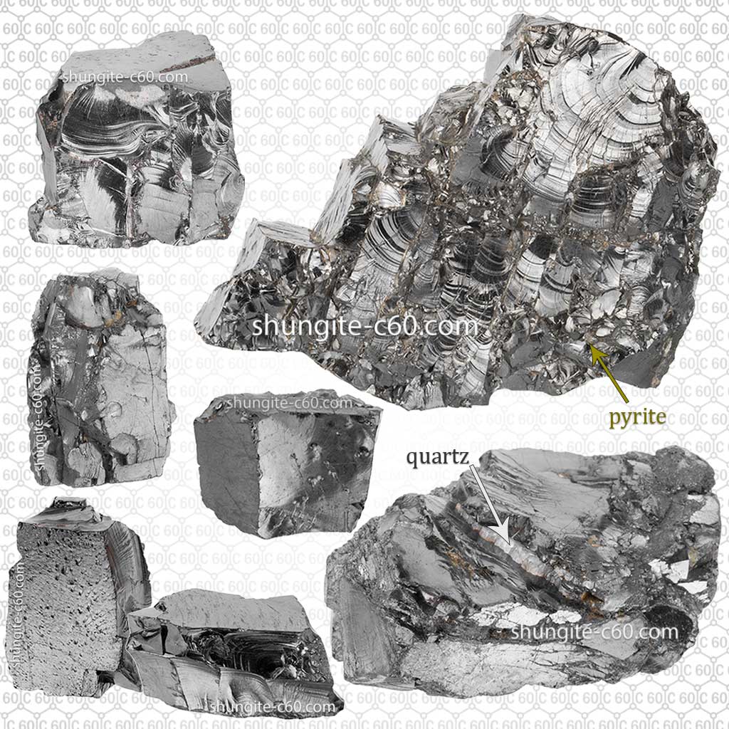 Elite shungite stones rare sample mined in Karelia (Russia)