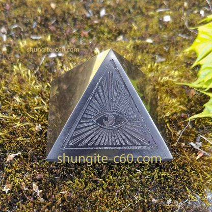 all seeing eye decor pyramid of shungite stone