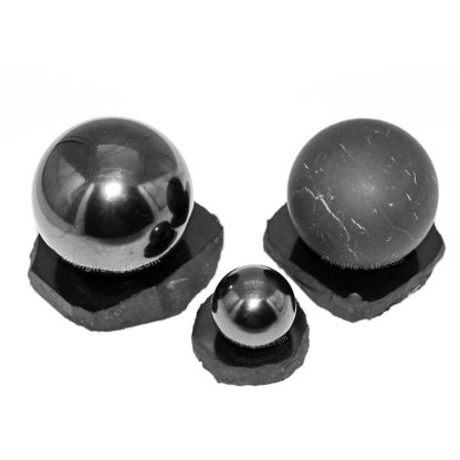 black sphere from russian stone polished and unpolished