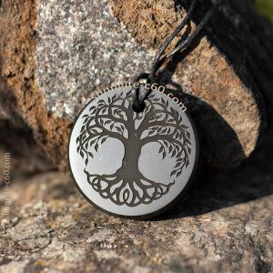 shungite pendant deep engraving Tree of Life Celtic