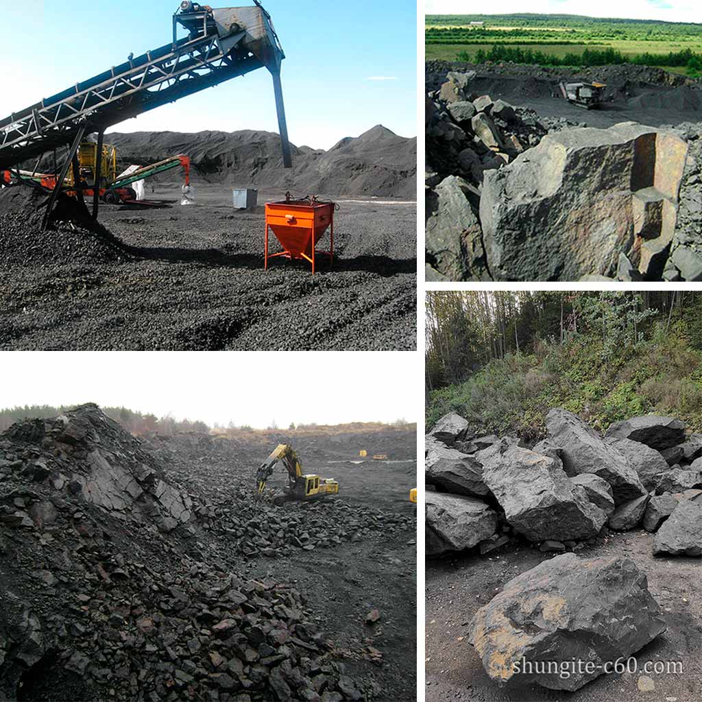 Industrial Mining of shungite stone at the Zazhoginskoe deposit