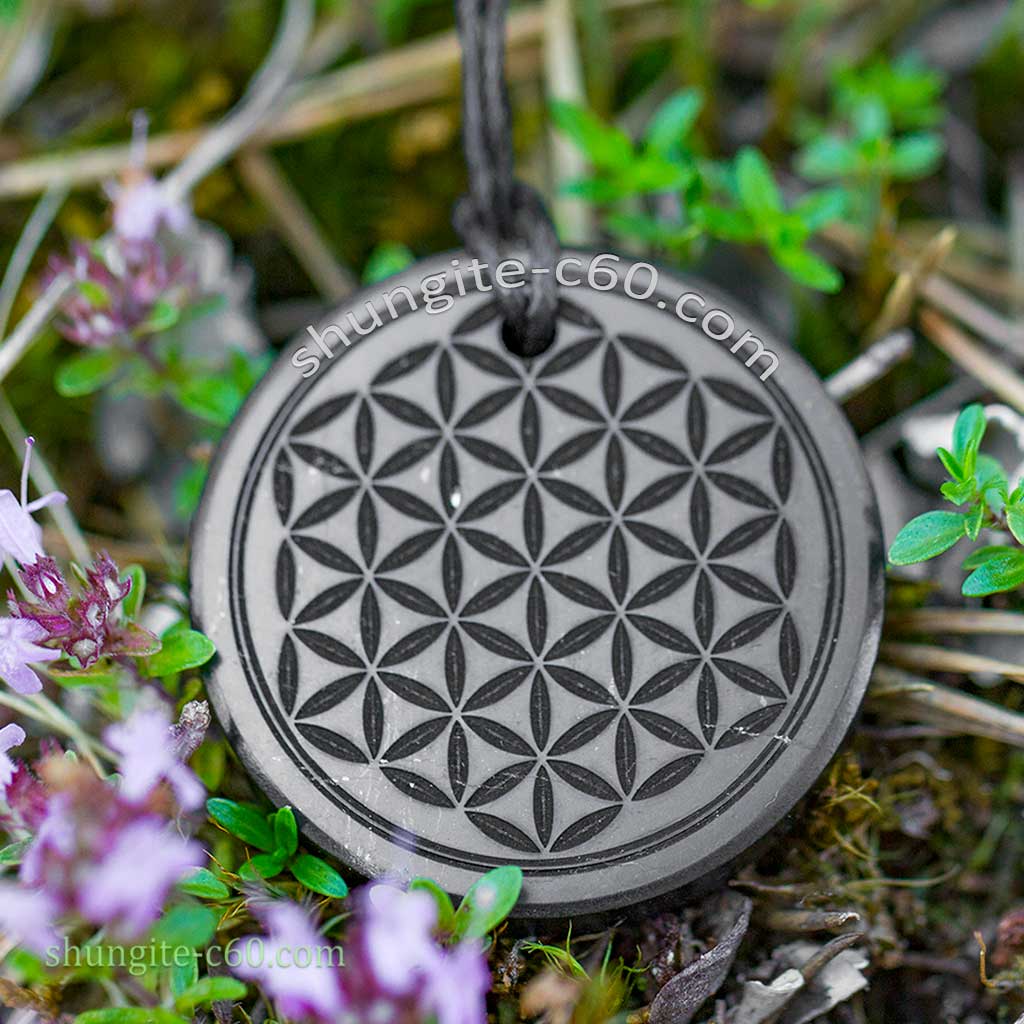 engraved pendant flower of life for emf protection