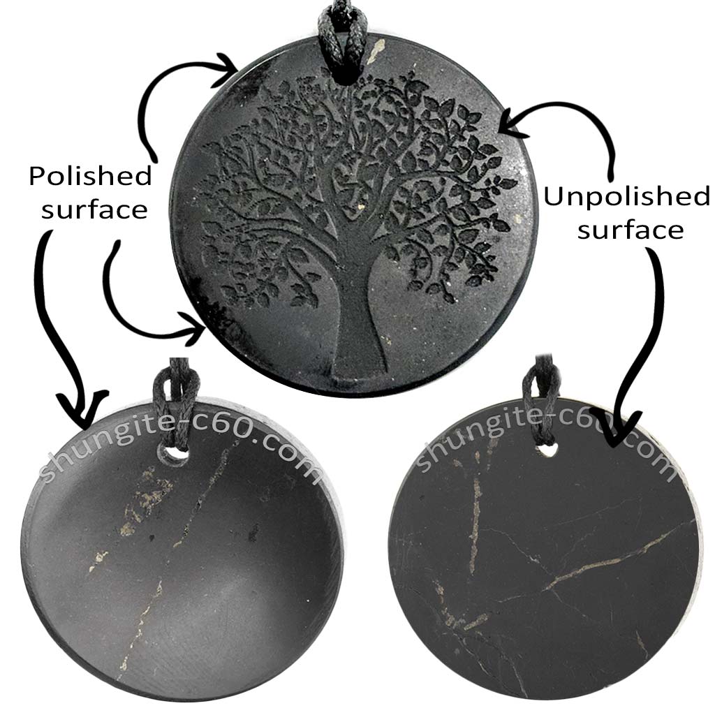 shungite pendant new with a polished surface and shabby matte these are not scratches, but veins of pyrite and quartz