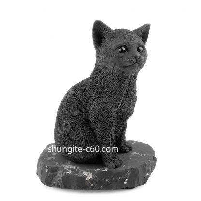 shungite black cat figurine of stone