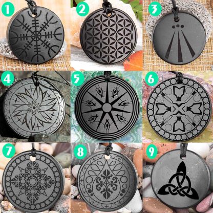 shungite pendants set engraved 30-45 mm