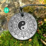 shungite pendant engraved Yin and Yang сreation and unity