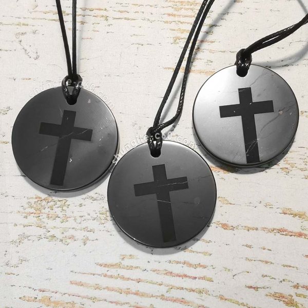 shungite pendant cross with engraving