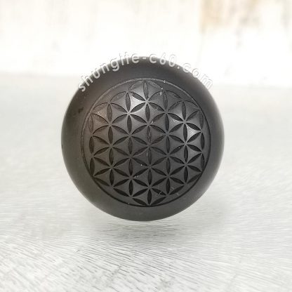 shungite sphere engraved flower