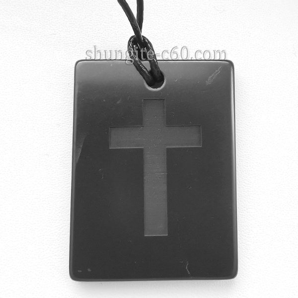 shungite cross necklace made of natural stone