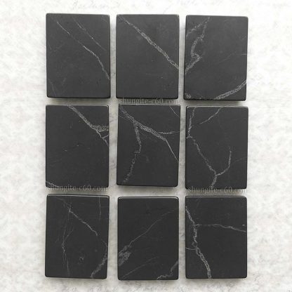 square shungite plate unpolished surface with pyrite and quartz