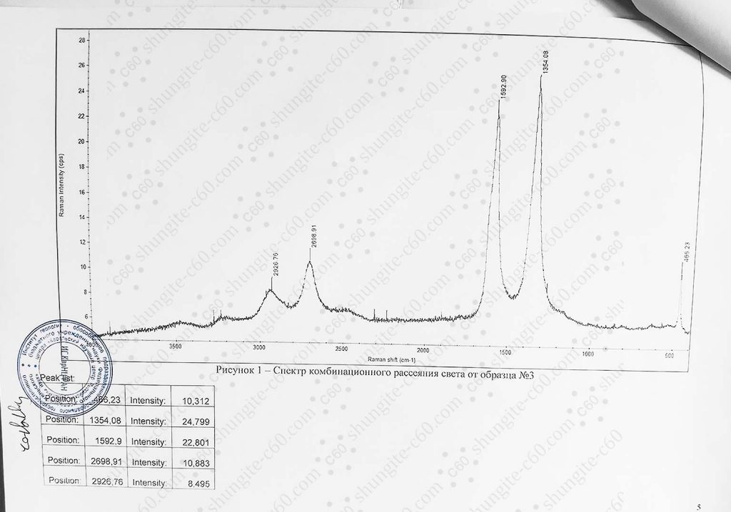Raman spectrum of a real shungite sample