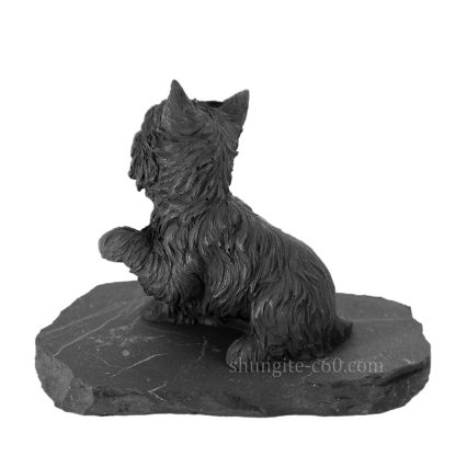 shungite stone yorkshire terrier statue