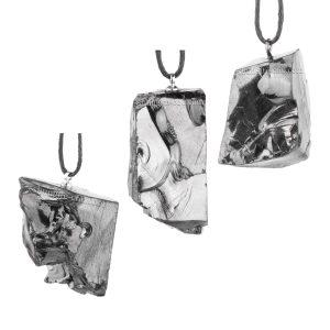 silver shungite pendant set of 3pcs