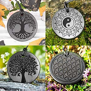 Shungite Engraved Amulets and Pendants