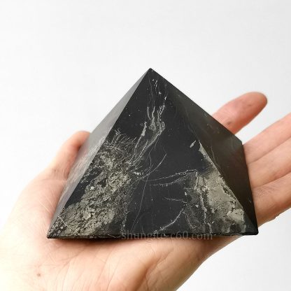 shungite pyramid with pyrite 8 cm