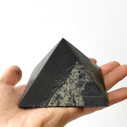 Exclusive shungite pyramid unpolished and pyrite