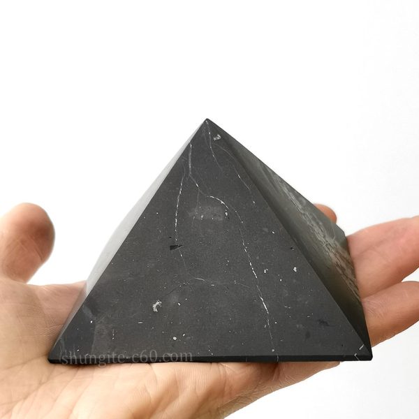 unpolished shungite pyramid 8 cm