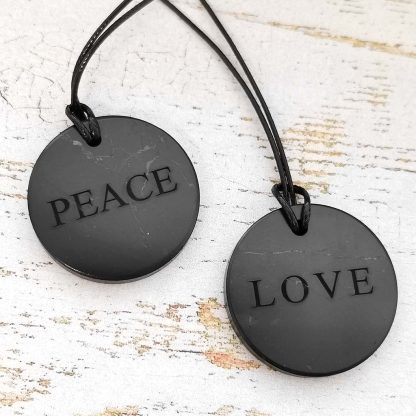 shungite pendants peace and love