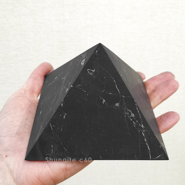 large carbon pyramid with contenting fullerene