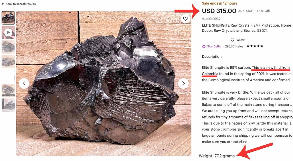 Shungite from Colombia is a fake