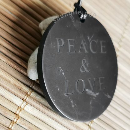 peace and love pendant of shungite rock