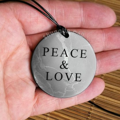 peace and love pendant of shungite stone