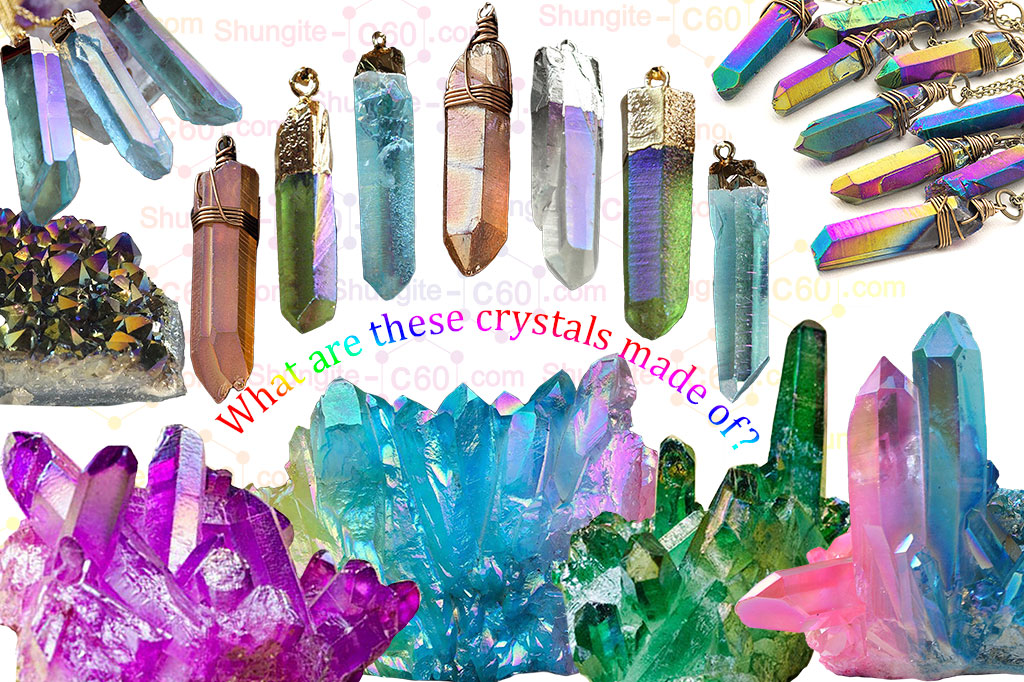titanium aura quartz crystals and jewelry